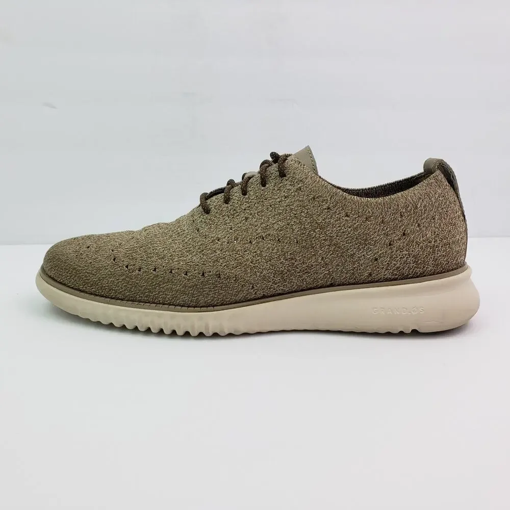 Cole Haan Grand OS Mens Size 8.5 Tan Brown Knit Formal Dress Sneaker Shoes C3544